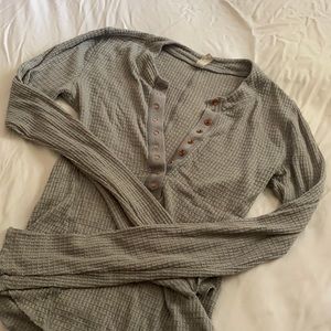 Free People Waffle Henley Gray
